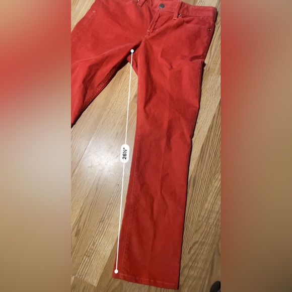 Gap real straight corduroy pants size 29 8 red orange flame pockets zip fly fall - Picture 10 of 11